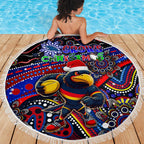 Merry Christmas AFL Adelaide Crows Beach Blanket Aboriginal Santa Football Mascot