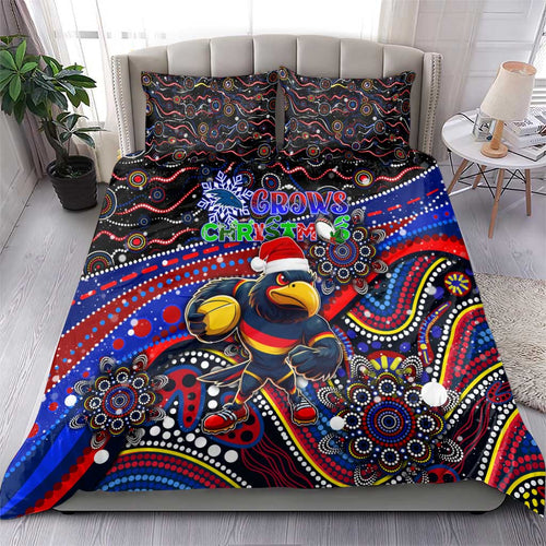Merry Christmas AFL Adelaide Crows Bedding Set Aboriginal Santa Football Mascot