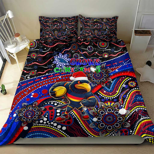 Merry Christmas AFL Adelaide Crows Bedding Set Aboriginal Santa Football Mascot