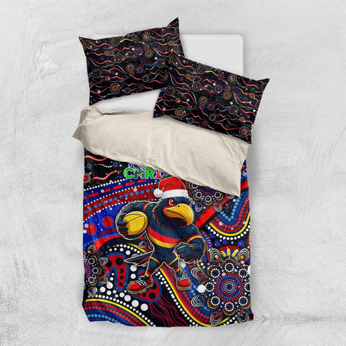 Merry Christmas AFL Adelaide Crows Bedding Set Aboriginal Santa Football Mascot