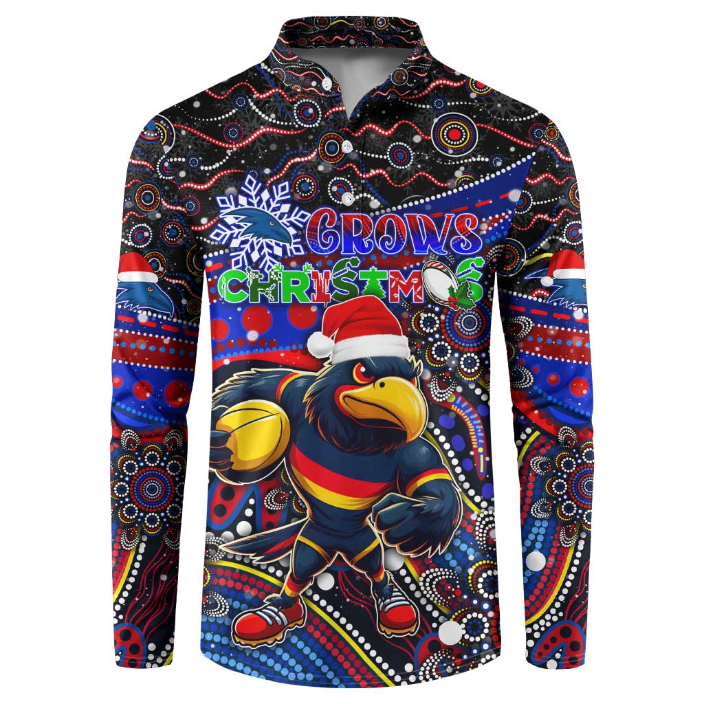 Merry Christmas AFL Adelaide Crows Button Sweatshirt Aboriginal Santa Football Mascot