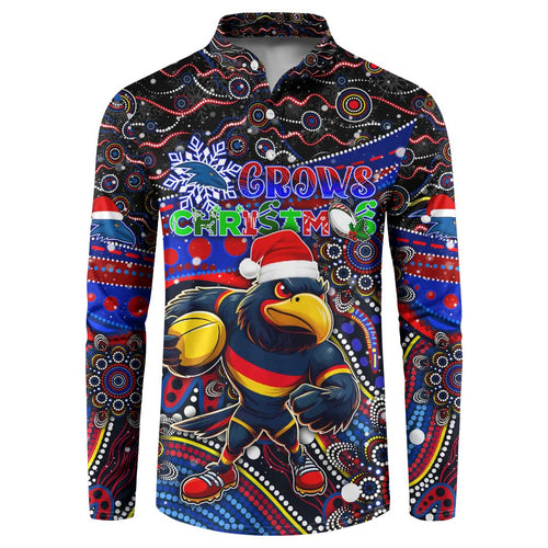 Merry Christmas AFL Adelaide Crows Button Sweatshirt Aboriginal Santa Football Mascot
