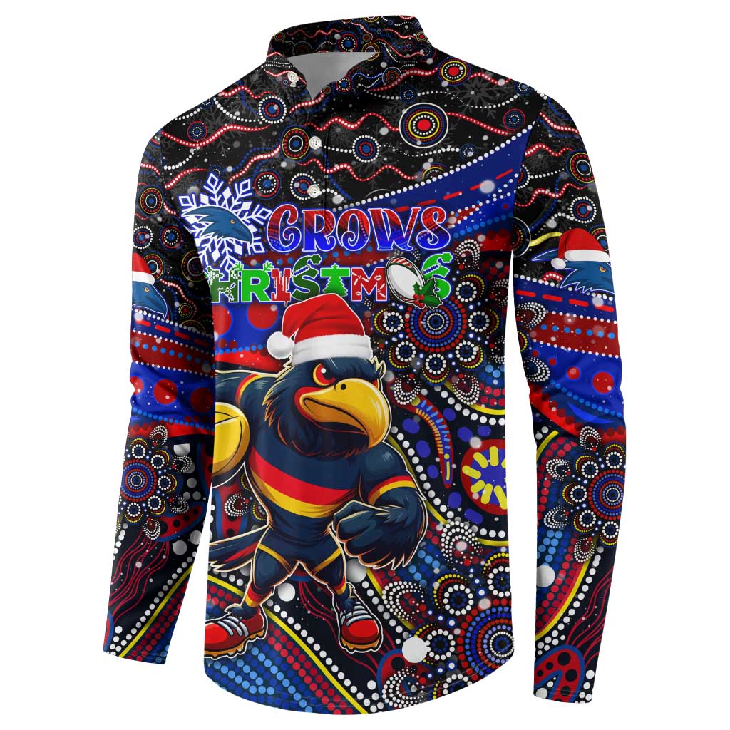 Merry Christmas AFL Adelaide Crows Button Sweatshirt Aboriginal Santa Football Mascot