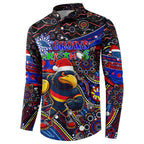 Merry Christmas AFL Adelaide Crows Button Sweatshirt Aboriginal Santa Football Mascot