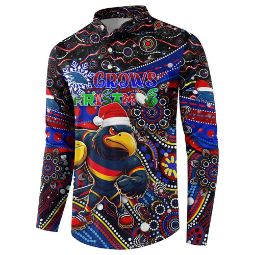 Merry Christmas AFL Adelaide Crows Button Sweatshirt Aboriginal Santa Football Mascot