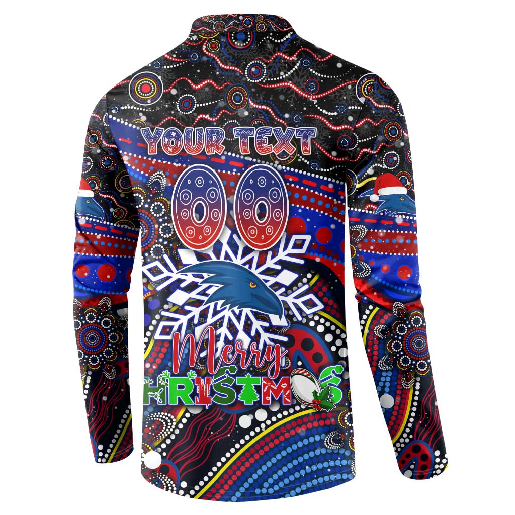 Merry Christmas AFL Adelaide Crows Button Sweatshirt Aboriginal Santa Football Mascot