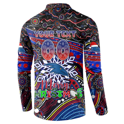 Merry Christmas AFL Adelaide Crows Button Sweatshirt Aboriginal Santa Football Mascot