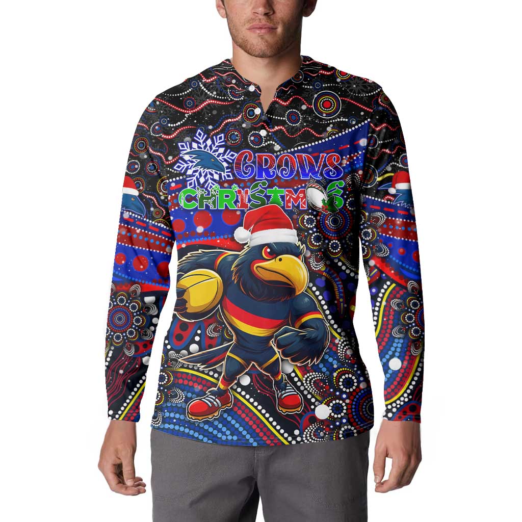 Merry Christmas AFL Adelaide Crows Button Sweatshirt Aboriginal Santa Football Mascot