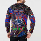 Merry Christmas AFL Adelaide Crows Button Sweatshirt Aboriginal Santa Football Mascot