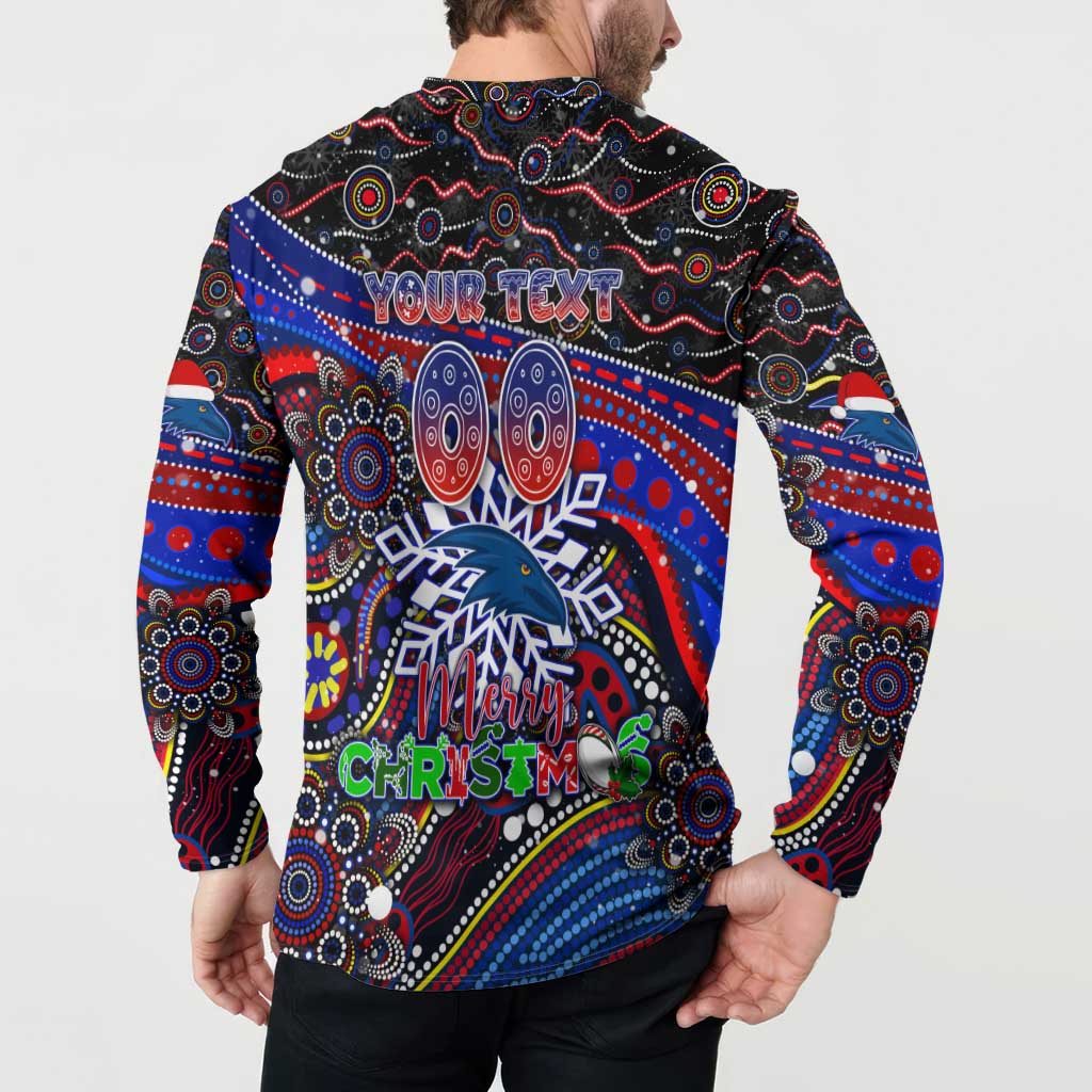 Merry Christmas AFL Adelaide Crows Button Sweatshirt Aboriginal Santa Football Mascot