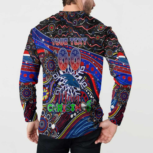 Merry Christmas AFL Adelaide Crows Button Sweatshirt Aboriginal Santa Football Mascot