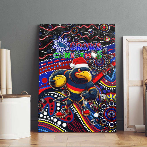 Merry Christmas AFL Adelaide Crows Canvas Wall Art Aboriginal Santa Football Mascot