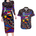 Merry Christmas AFL Adelaide Crows Couples Matching Long Sleeve Bodycon Dress and Hawaiian Shirt Aboriginal Santa Football Mascot