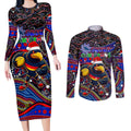 Merry Christmas AFL Adelaide Crows Couples Matching Long Sleeve Bodycon Dress and Long Sleeve Button Shirt Aboriginal Santa Football Mascot