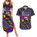 Merry Christmas AFL Adelaide Crows Couples Matching Summer Maxi Dress and Hawaiian Shirt Aboriginal Santa Football Mascot