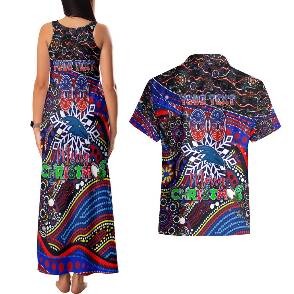 Merry Christmas AFL Adelaide Crows Couples Matching Tank Maxi Dress and Hawaiian Shirt Aboriginal Santa Football Mascot