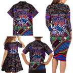 Merry Christmas AFL Adelaide Crows Family Matching Long Sleeve Bodycon Dress and Hawaiian Shirt Aboriginal Santa Football Mascot
