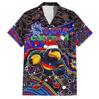Merry Christmas AFL Adelaide Crows Family Matching Long Sleeve Bodycon Dress and Hawaiian Shirt Aboriginal Santa Football Mascot