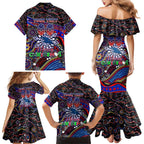 Merry Christmas AFL Adelaide Crows Family Matching Mermaid Dress and Hawaiian Shirt Aboriginal Santa Football Mascot