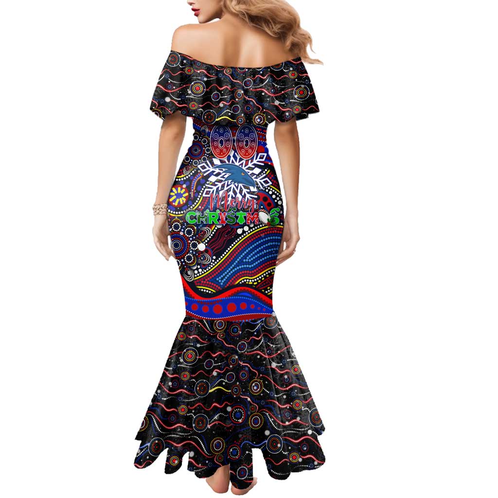 Merry Christmas AFL Adelaide Crows Family Matching Mermaid Dress and Hawaiian Shirt Aboriginal Santa Football Mascot