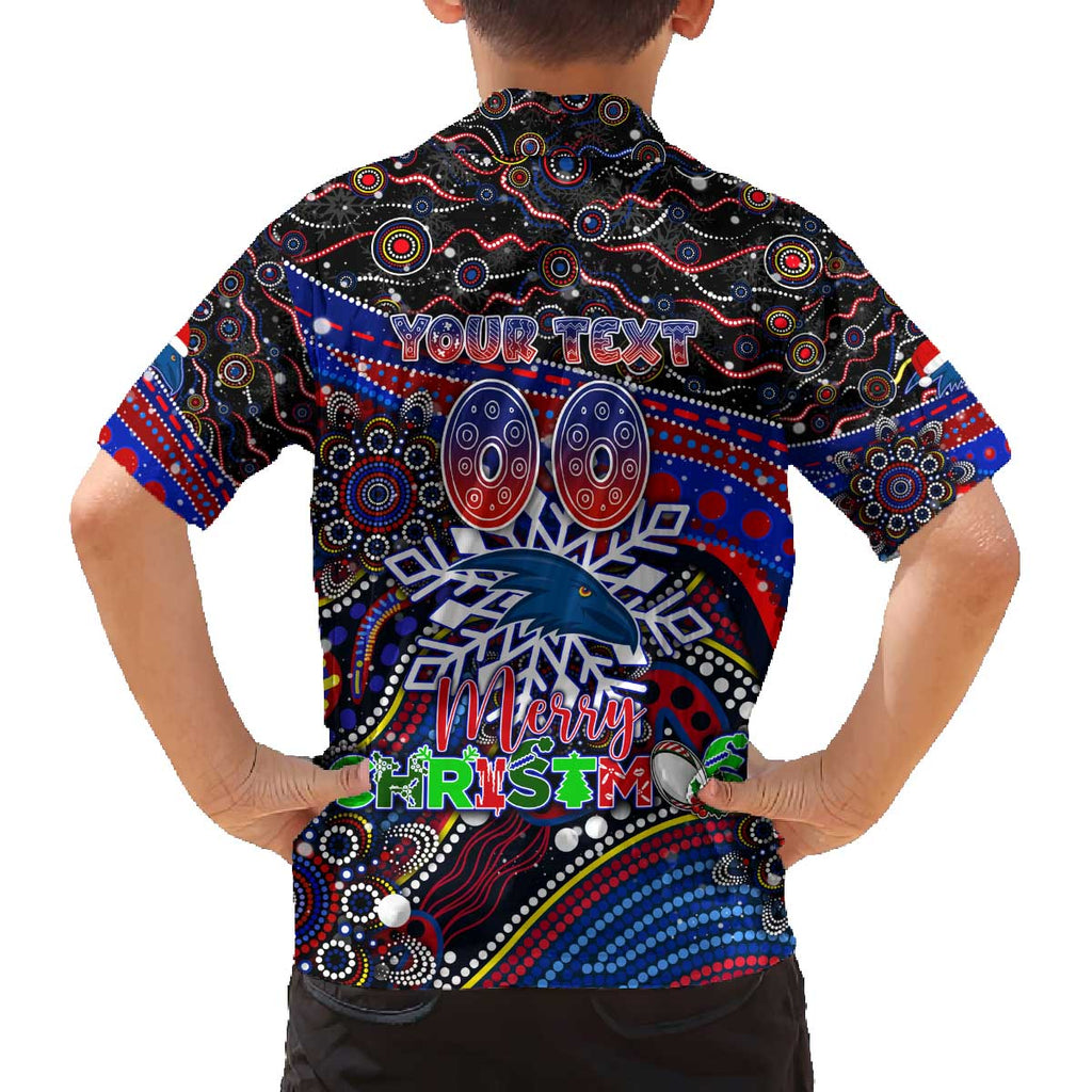 Merry Christmas AFL Adelaide Crows Family Matching Off The Shoulder Long Sleeve Dress and Hawaiian Shirt Aboriginal Santa Football Mascot