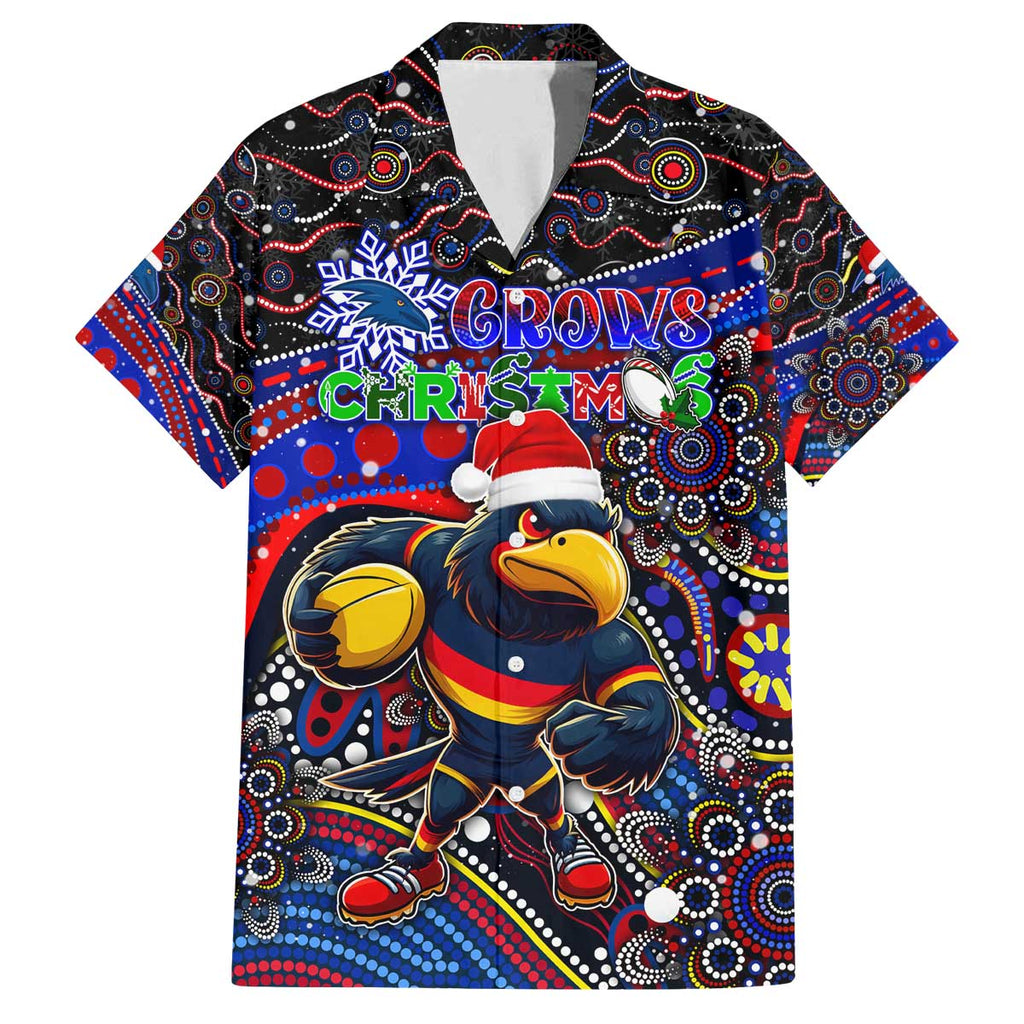 Merry Christmas AFL Adelaide Crows Family Matching Off The Shoulder Long Sleeve Dress and Hawaiian Shirt Aboriginal Santa Football Mascot
