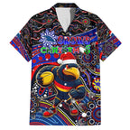 Merry Christmas AFL Adelaide Crows Family Matching Off The Shoulder Long Sleeve Dress and Hawaiian Shirt Aboriginal Santa Football Mascot