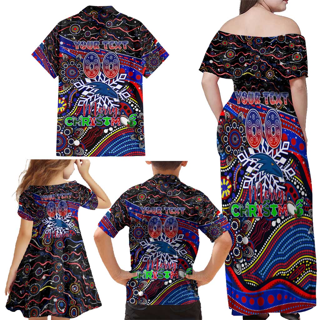 Merry Christmas AFL Adelaide Crows Family Matching Off Shoulder Maxi Dress and Hawaiian Shirt Aboriginal Santa Football Mascot