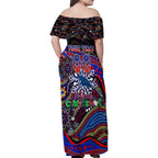 Merry Christmas AFL Adelaide Crows Family Matching Off Shoulder Maxi Dress and Hawaiian Shirt Aboriginal Santa Football Mascot