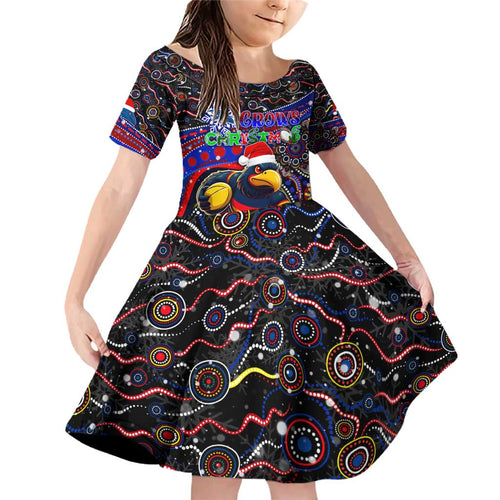 Merry Christmas AFL Adelaide Crows Family Matching Off Shoulder Short Dress and Hawaiian Shirt Aboriginal Santa Football Mascot