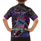 Merry Christmas AFL Adelaide Crows Family Matching Puletasi and Hawaiian Shirt Aboriginal Santa Football Mascot
