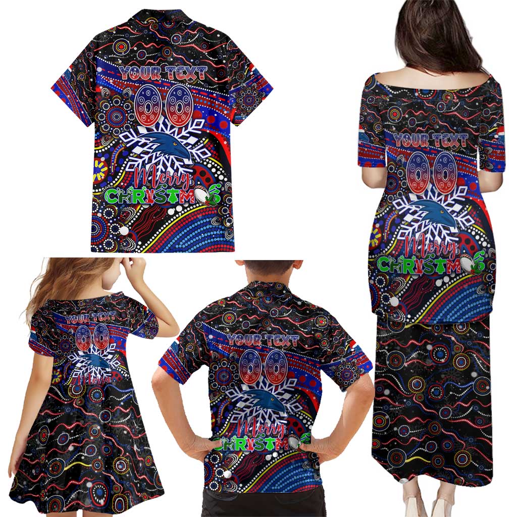 Merry Christmas AFL Adelaide Crows Family Matching Puletasi and Hawaiian Shirt Aboriginal Santa Football Mascot