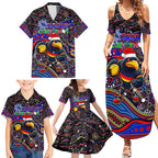 Merry Christmas AFL Adelaide Crows Family Matching Summer Maxi Dress and Hawaiian Shirt Aboriginal Santa Football Mascot