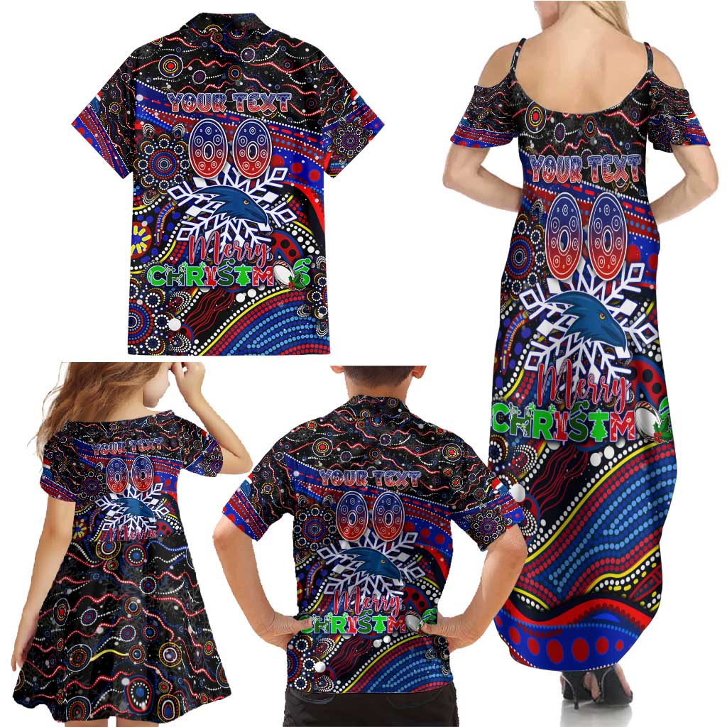 Merry Christmas AFL Adelaide Crows Family Matching Summer Maxi Dress and Hawaiian Shirt Aboriginal Santa Football Mascot