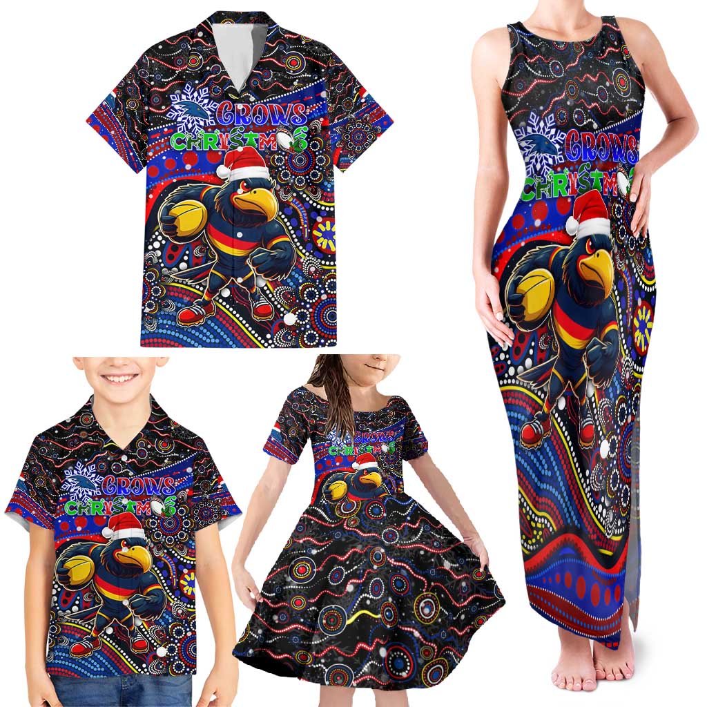 Merry Christmas AFL Adelaide Crows Family Matching Tank Maxi Dress and Hawaiian Shirt Aboriginal Santa Football Mascot