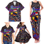 Merry Christmas AFL Adelaide Crows Family Matching Tank Maxi Dress and Hawaiian Shirt Aboriginal Santa Football Mascot