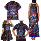 Merry Christmas AFL Adelaide Crows Family Matching Tank Maxi Dress and Hawaiian Shirt Aboriginal Santa Football Mascot