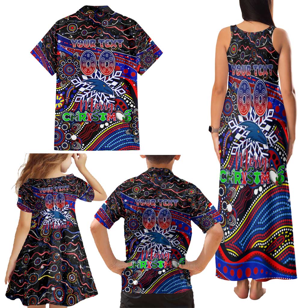 Merry Christmas AFL Adelaide Crows Family Matching Tank Maxi Dress and Hawaiian Shirt Aboriginal Santa Football Mascot