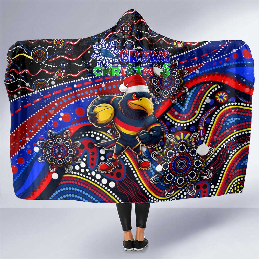 Merry Christmas AFL Adelaide Crows Hooded Blanket Aboriginal Santa Football Mascot