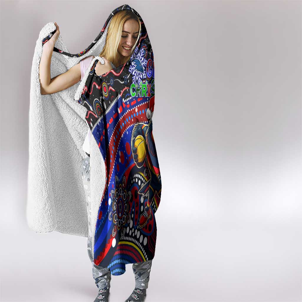 Merry Christmas AFL Adelaide Crows Hooded Blanket Aboriginal Santa Football Mascot