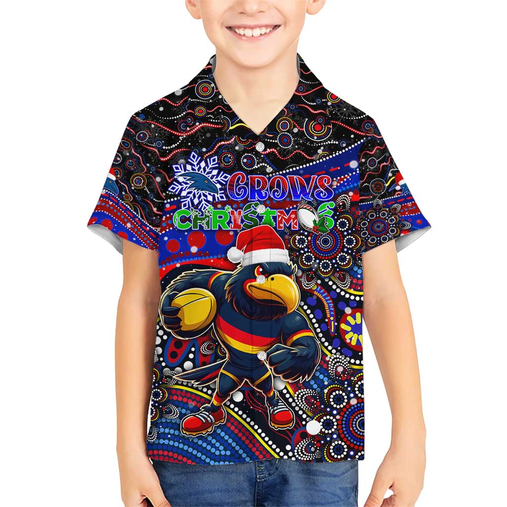 Merry Christmas AFL Adelaide Crows Kid Hawaiian Shirt Aboriginal Santa Football Mascot