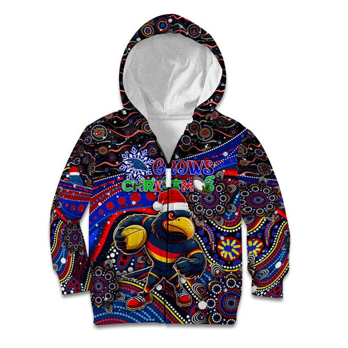 Merry Christmas AFL Adelaide Crows Kid Hoodie Aboriginal Santa Football Mascot