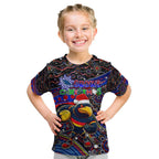 Merry Christmas AFL Adelaide Crows Kid T Shirt Aboriginal Santa Football Mascot