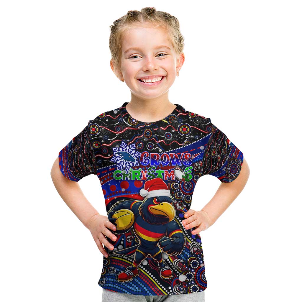 Merry Christmas AFL Adelaide Crows Kid T Shirt Aboriginal Santa Football Mascot