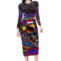 Merry Christmas AFL Adelaide Crows Long Sleeve Bodycon Dress Aboriginal Santa Football Mascot