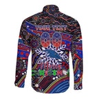 Merry Christmas AFL Adelaide Crows Long Sleeve Button Shirt Aboriginal Santa Football Mascot
