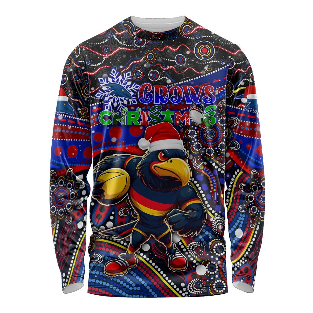 Merry Christmas AFL Adelaide Crows Long Sleeve Shirt Aboriginal Santa Football Mascot
