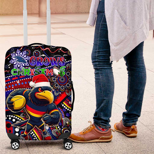 Merry Christmas AFL Adelaide Crows Luggage Cover Aboriginal Santa Football Mascot