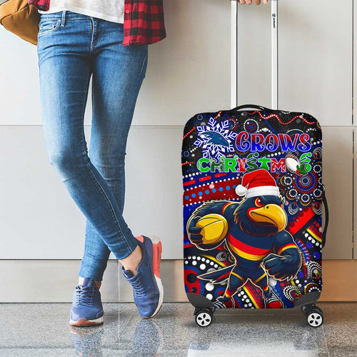 Merry Christmas AFL Adelaide Crows Luggage Cover Aboriginal Santa Football Mascot
