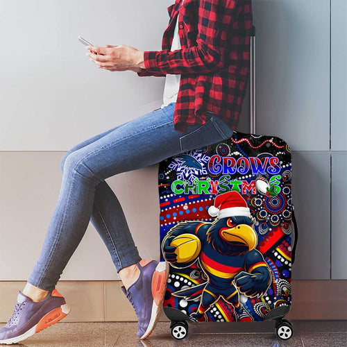 Merry Christmas AFL Adelaide Crows Luggage Cover Aboriginal Santa Football Mascot